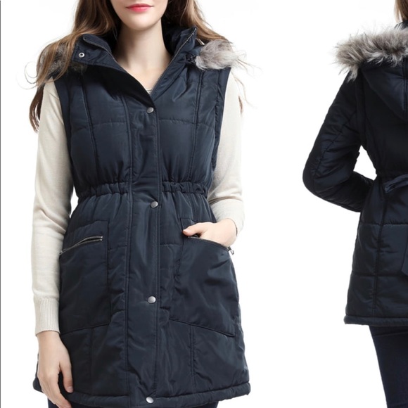 🥰SOLD🥰 2-1 hooded maternity coat - dark blue - Picture 2 of 3